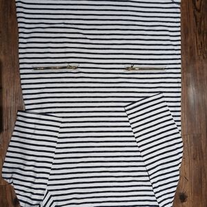 GAP White and Navy Striped Dress with Gold Zippers